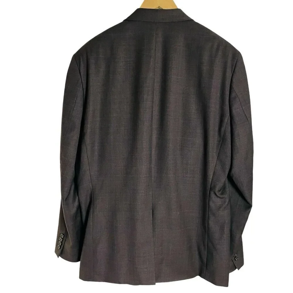 Lauren‎ Ralph Lauren Wool Blazer Mens 44L Olive Brown Micro Plaid Two Button